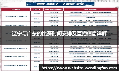 辽宁与广东的比赛时间安排及直播信息详解